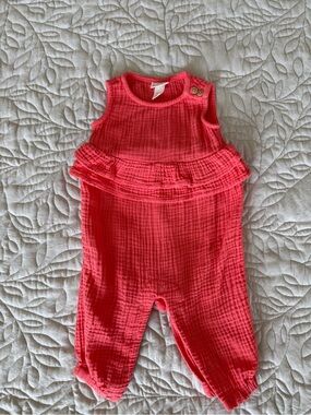 Cat & Jack Coral Pink Sleeveless Ruffle Romper
